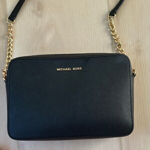 Michael Kors Black Crossbody with Gold Chain in Great Condition!